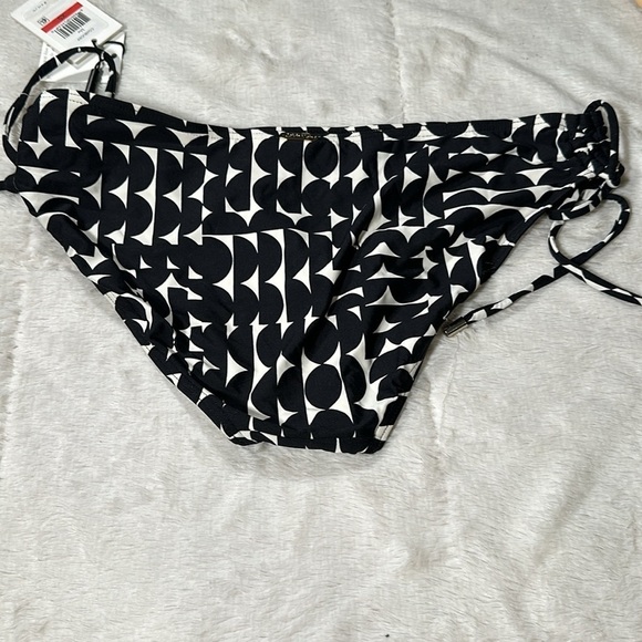 Calvin Klein Swimwear Geometric Black & White Side Tie Hipster Bikini Bottom XS - Picture 14 of 16